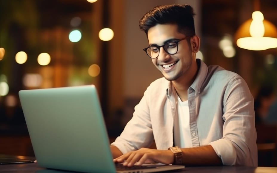 Hombre con un computador portátil