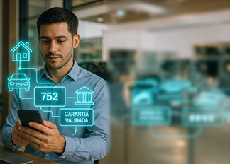 ejecutivo bancario revisando informes de open data