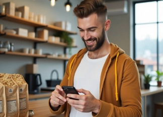 usuario utilizando su dispositivio movil con bre-b